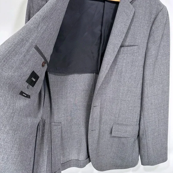 J. Crew Ludlow Traveler Slim Fit Suit Jacket Men 38S Gray Tollegno Italian wool